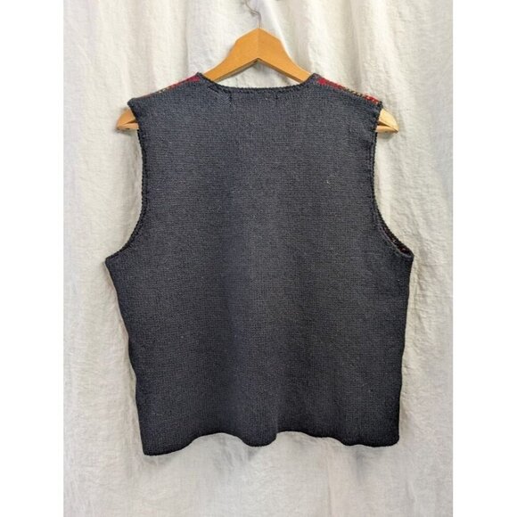 Karen Scott button up sweater vest red & black wool women's medium Vintage K4 - Picture 4 of 6